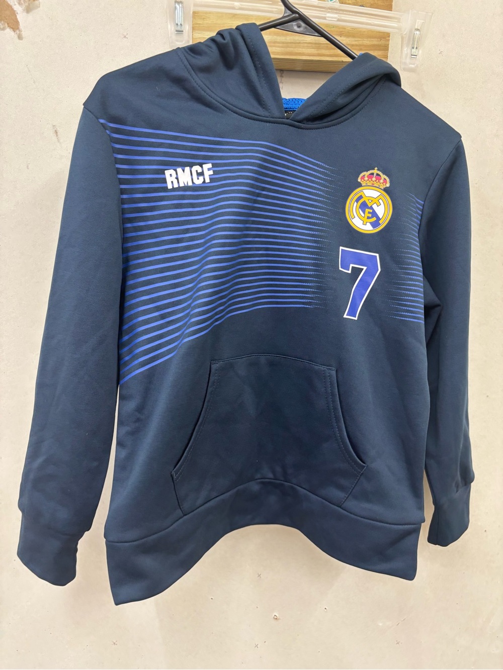 Real Madrid RMCF blue hoodie boy size medium